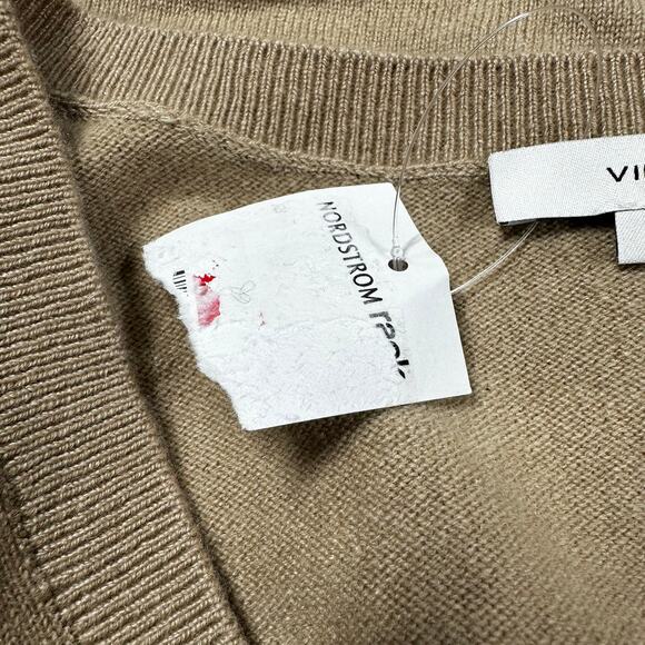 Vince Cashmere Weekend V-Neck Sweater Camel Women's Size Small NWT - Picture 5 of 10